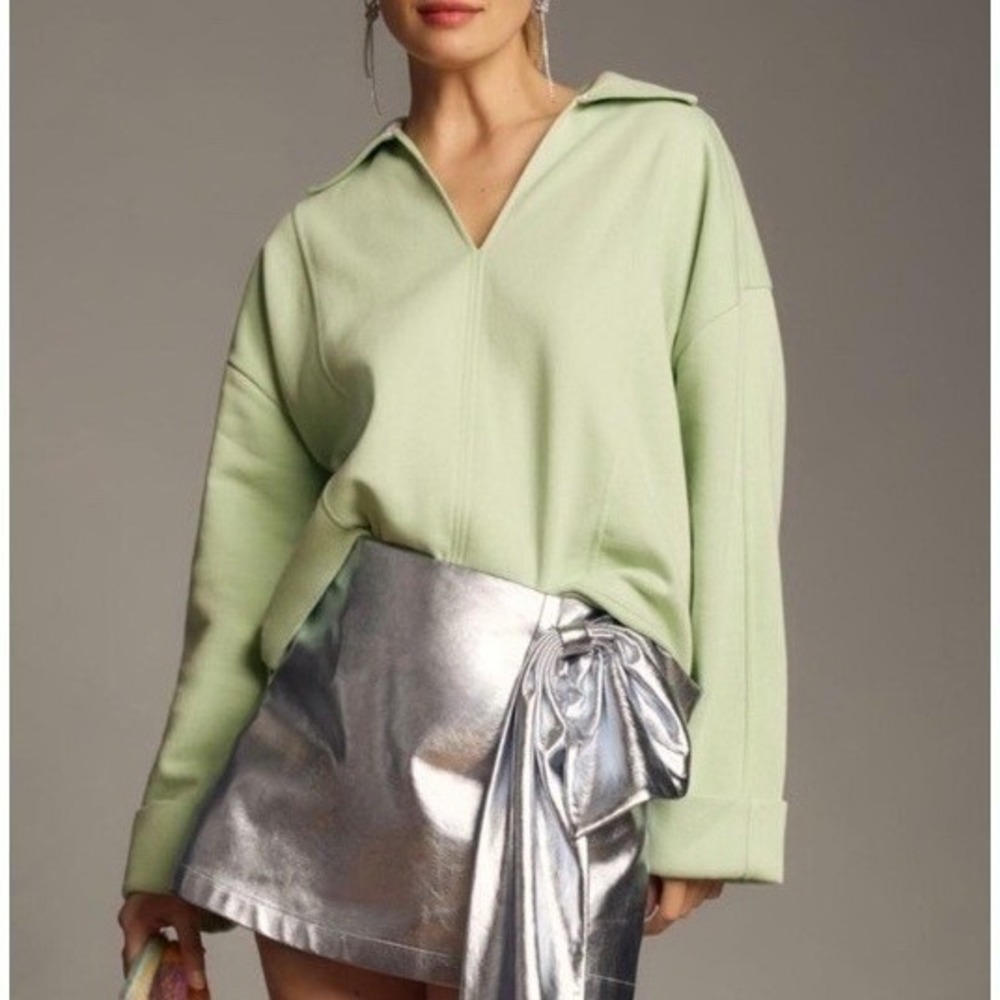 Pilcro Anthropologie Relaxed Coastal Collar Pullover Sweatshirt Women's Small